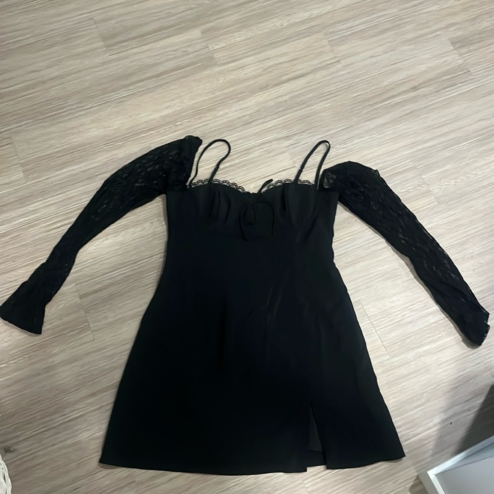 Princess Polly Black Lace Long Sleeve Dress Size US 10